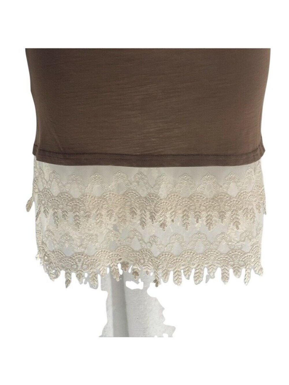 Southern Grace Womens Elastic Waist Brown Skirt With Lace Hem Medium - Picture 4 of 10